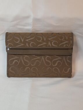 Simply Vera Vera Wang Taupe Monogram Fold-Over Clutch Wallet